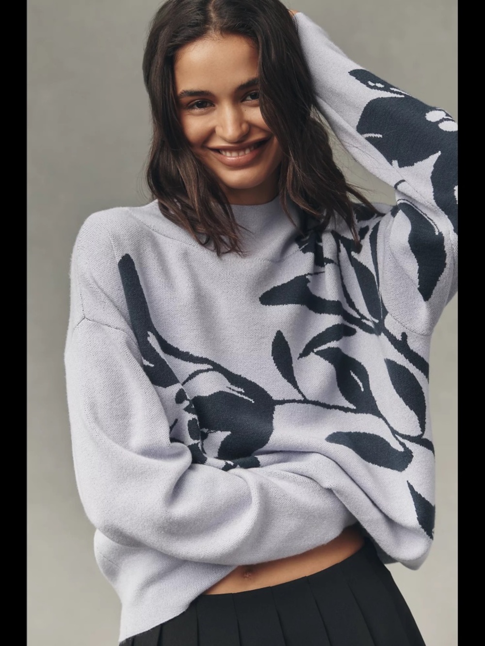 NWT Anthropologie Floral The Carys Mock-Neck Sweater by Maeve
